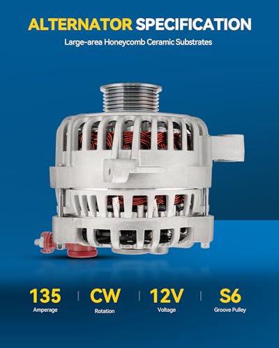 Image of PHILTOP New Alternator Compatible With 135 Amp For:, 2003-2011 Town Car, 2003-2008 Crown Victoria, 2005-2008 Grand Marquis(To 07 /21 /08)(135 Amp) 8315N 12V CW 6-Groove Pulley