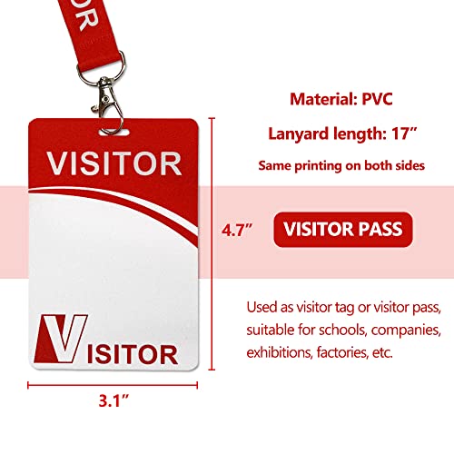 Visitor Id Badge Card With Lanyard Clip - Reusable Temporary Pass, Heavy Duty Plastic Name Tag For Company, School, Exhibition (10 Pcs) #TOP1