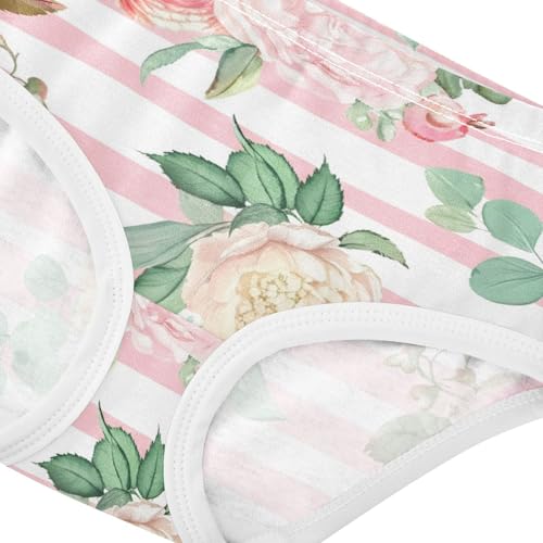White Pink Stripes Roses Toddler Underwear Custom 2t Cotton Little Girl Panties Pattern Kids Briefs Undies4