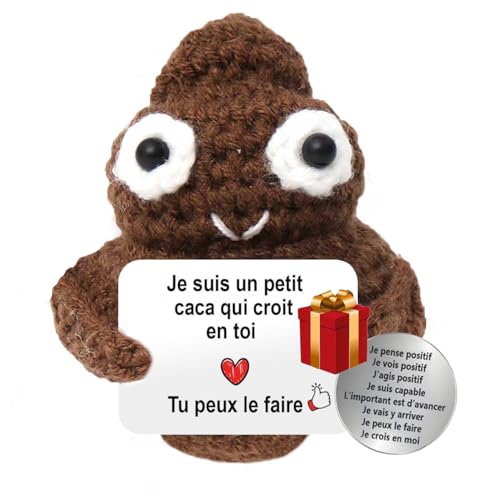 nedit Patate avec Message Positif - Modèle Caca - Idée Cadeau Original - Cadeau Anniversaire Femme/Homme/Ado/Enfants - Patate Tricotée pour la Confiance en Soi - Gadget Insolite Rigolo