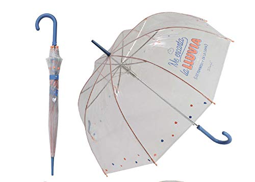 FumandoEspero Parapluie Mr Wonderful Grande Transparent Bleuu00a0u0096u00a0Me Encanta La Pluie (Les domingos et en Le lit)