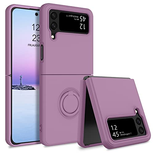 Bentoben Galaxy Z Flip 4 Case 5G, Slim Silicone Kickstand Ring Holder Shockproof Protetive Bumper Girls Women Cover For Samsung Galaxy Z Flip 4 6.7 Inch 2022, Purple #TOP9
