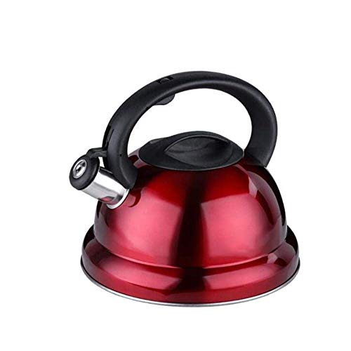 Teekanne, Edelstahl Moderner Pfeifkessel Roter Gaskessel für Induktionskochfelder Gaskeramik