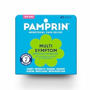 Pamprin Multi-Symptom Formula, with Acetaminophen, Menstrual Period Symptoms Relief including Cramps, Pain, Bloating, and Irritability 40 Caplets
