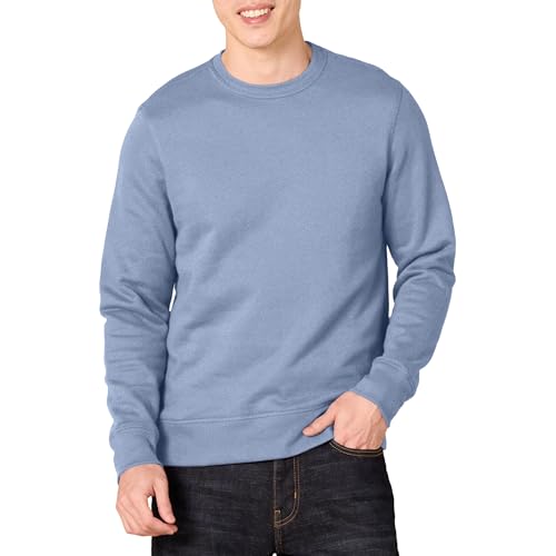 Amazon Essentials Mens Crewneck Fleece Sweatshirt with Ribbing (Available in Big & Tall) Denim Blue Large