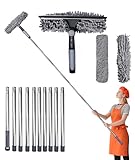 Window Cleaning Kit,14ft Telescopic Window Cleaner Window Cleaning Equipment with 10 Pole Long Handle 1 Wash Squeegee and 2 Scrubebr Heads, Car Window Cleaner Window Cleaner for Indoor/Outdoor/Wall