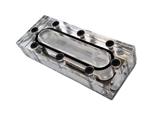 Pc Water Cooling Distro Distribution Waterway Block With Mirrored Backing - 2 G1/4 Ports - Clear Acrylic #TOP26