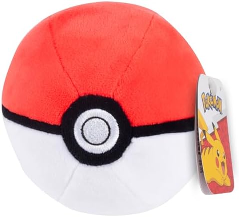 Pokémon 5" Poke Ball Plush - Officially Licensed - Generation 1 Pokeball - Soft Stuffed Toy with Weighted Bottom - Easter Basket Stuffer Gift for Kids, Boys, Girls - 2+