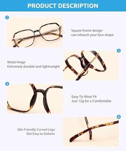 Image of Firmoo Oversized Blue Light Blocking Glasses for Women /Men, Anti UV Ray Computer Gaming Glasses