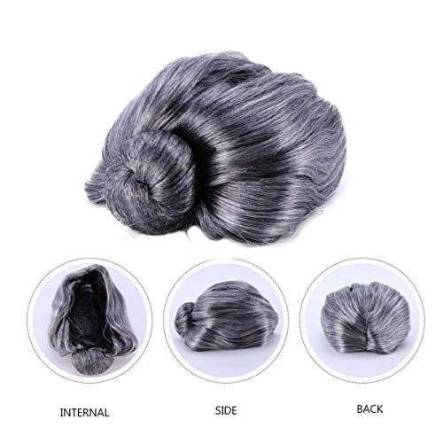 KESYOO 2 Peças de Velhinha Peruca de Cabelo Grisalho Peruca de Vovó Com óculos Naturais Procurando U