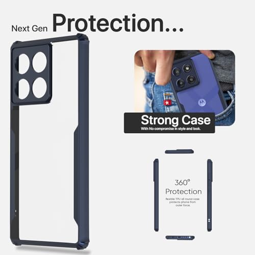 Image of Pikkme Back Cover for Moto Edge 60 Stylus 5G | Ultra Hyrbid | Full Camera Protection | Raised Edge | Crystal Clear Transparent Bumper Case (Blue)