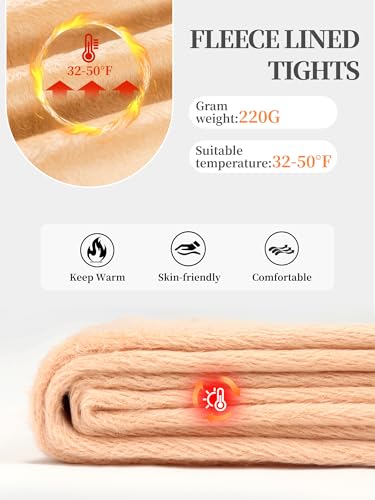 Ultrafun 2 Pairs Fleece Lined Tights Women Fake Translucent Thick Tights Warm Thermal Pantyhose2