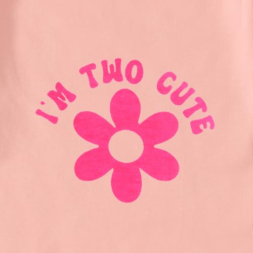 2. Geburtstag Mädchen Tshirt “Two Cute” Drucker T-Shirt Zweiter Geburtstags Shirt 2 Jahre Kinderkleidung Geburtstagsfeier Outfits Sommer Kurzarm Top Niedlich Rundhals Shirts(2 Jahr,Rosa1-2)