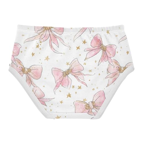 Wusikd Watercolor Pink Bows Girls' Underwear Cotton Golden Girls Briefs Soft Toddler Underwear 2T2