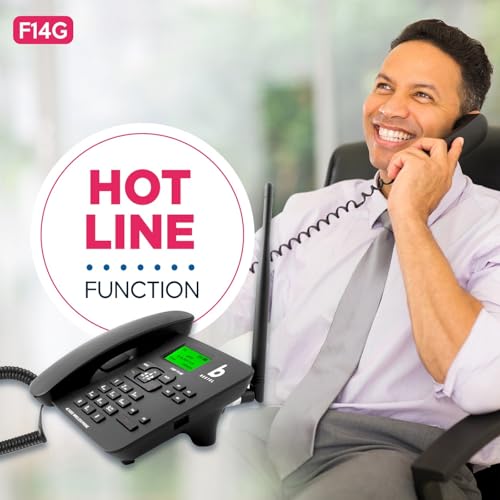 Image of Beetel F1 4G Fixed Cordless Landline Phone,Supports 4G Volte,LCD Display,Speed Dial,Two Way Speaker Phone & Adjustable Volume,Supports Hotline Function,Alarm,4 Direct Memory Keys,MP3 Player,SOS(Black)