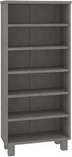 vidaXL CD Cabinet Home Office CD DVD Storage Tower Bookcase Wooden Media Storage Unit Display Shelf HAMAR Light Grey 45x18x100 cm Solid Wood Pine