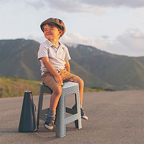 Miniatura 2 de Ac - Pack De 2 Taburete De Plástico Rattan Con Asa Y Asiento De 28 X 28 Cm - Imitación De Mimbre, Banqueta Multiusos, Cocina - Fabricado En España Blanco - 45,5 X 36,7 X 36,7 Cm