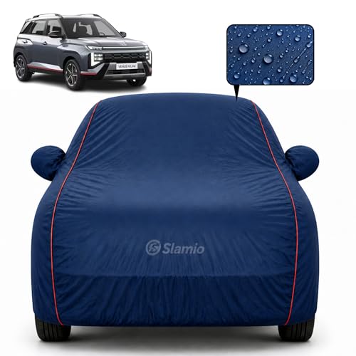 Image of Premium 100% Waterproof Car Cover for Hyundai Venue N Line Model | All-Weather, UV & Dust Protection | Heavy-Duty 3-Layer Fabric | Custom Fit with Mirror & Antenna Pockets | Navy Blue