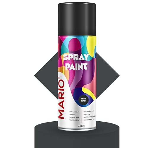 Image of Mario Spray Paint - Matt Black (400ml) | Matte Black Spray Paint for Cars, Bikes, Furniture, Metal & Interior Use