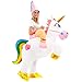 Spooktacular Creations Inflatable Costume Adult, Riding a Unicorn Blow-up Deluxe Halloween Costume with Hat for Halloween Dress Up Parties, White, X-Large(71In)