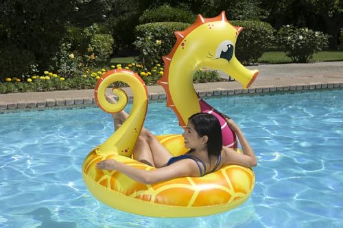 Poolmaster 48-Inch Inflatable Swimming Pool Party Float, Seahorse, Yellow by Poolmaster - Image 3