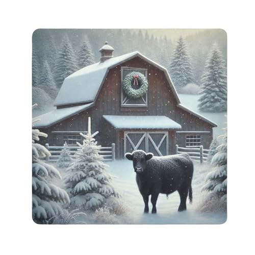 Black Cow Snowy Farm White Camera Lens Wrap 21.7