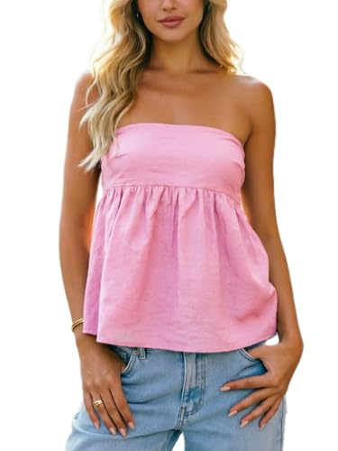 Women Strapless Peplum Top Y2k Floral Tube Tops Ruffle...