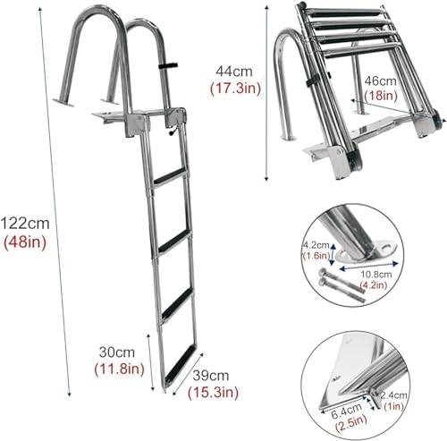 Escalera para piscina plegable de acero inoxidable para pontón miniatura 4