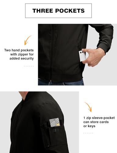 TBMPOY Jaqueta bomber masculina leve, corta-vento leve, casual, elegante, outono, golfe, vestido uni