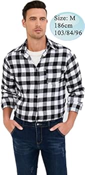 Katoenen geruite blouse voor heren, houthakkershemd, westernhemd, geruit, flanel, T-shirt, lange mouwen, casual, klassiek, retro, Schots, vest, blouse, S-XXXL, Zwart grijs, L