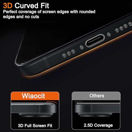 Image of Wiaocit 3 Pack Tempered Glass Screen Protector for iPhone 13 with 3 Pack Camera Lens Protector, 9H Hardness, Bubble Free, Case Friendly