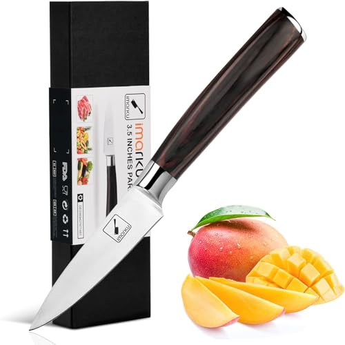 imarku Paring Knife - Paring Knives, 3.5 Inch Small Kitchen Knifes - Japanese SUS440A Stainless Steel Fruit Knife, Ergonomic Pakkawood Handle, Ultra Sharp Blade, Unique Gifts for Men and Wom