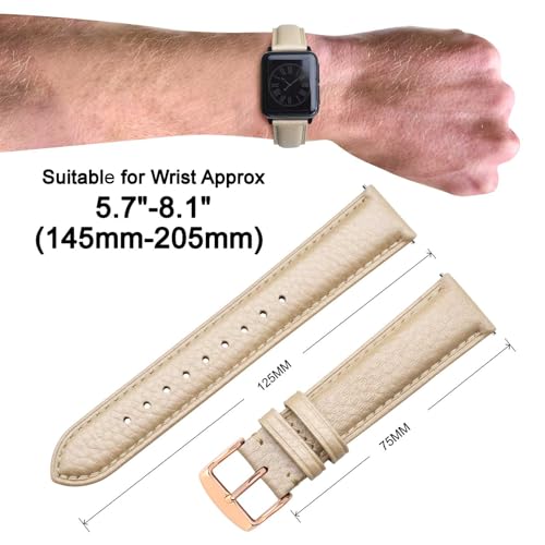Image of ANNEFIT Watch Band 14mm, Quick Release Textured Padded Leather Straps with Rose Gold Buckle for Men and Women (Gold)