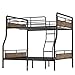 cloblane Full XL Over Queen Bunk Bed, Metak Bunk Beds Frame with Safety Guardrails, Modern Metal Bed Frame with Ladders for Teens, Industrial Detachable, No Box Spring Needed, Black