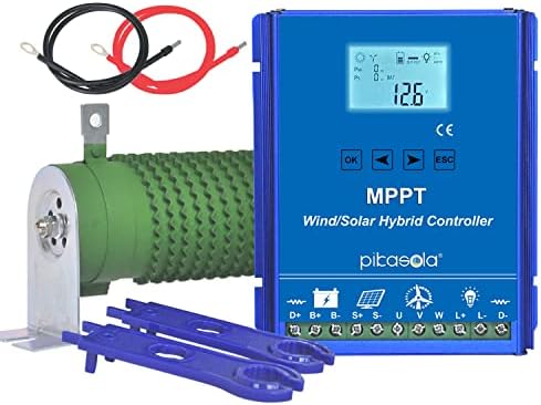 1400W Off Grid with Unloader Hybrid Wind Solar Controller 12V/24V Battery MPPT Charge Boost Float of max 800w Wind Turbine Generator 600w Solar Panel Home Street Light Controller