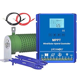 PIKASOLA 1400W Off Grid with Unloader Hybrid Wind Solar Controller Auto 12/24V Battery MPPT Charge Boost Float of max 800w Wind Turbine Generator 600w Solar Panel Home Street Light Controller