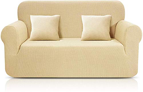 TAOCOCO Funda de Sofá/Funda de sofá Antideslizante/Funda de Fofá Elástica/Lavable/Antiácaros/Antiarrugas (Beige/ 2 Plazas 120-190 cm)