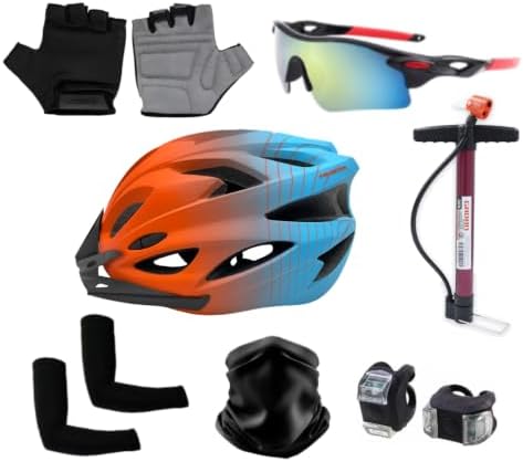Kit Ciclismo Capacete C/Óculos UV400 Luvas Luzes LED e Acessórios