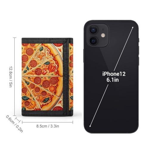 Trifold Wallet for Men, A Full Pizza Coin Purse Slim Money Clip Credit Card Holder with 8 Card Slots2