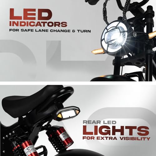Image of Aoki Street Ghost Electric Bicycle | 48V 250W Motor | 105km Range | 15.6Ah Removable Battery | Dual Rear Suspension | Moto-Style with Indicators | Black