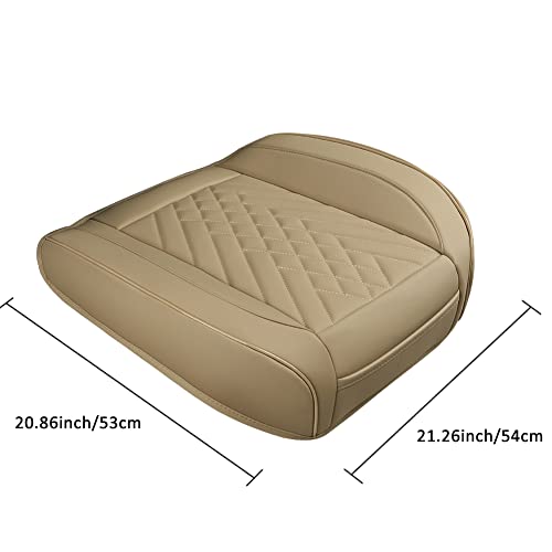 Image of GIANT PANDA Premium PU Leather Front Car Seat Cover Protector Anti-Slip Bottom Seat Cover Fits 95% of Vehicles, Wrapping Around The Bottom (2 Packs - Beige)