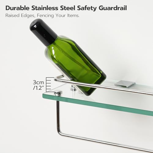 Hoobro SV02BJ01 Glass Shelves For Bathroom, 15.7 Inch Floating Glass Shelves For Wall, Set Of 2 Tempered Glass Shelf Stainless Steel Floating Shelves thumb #6