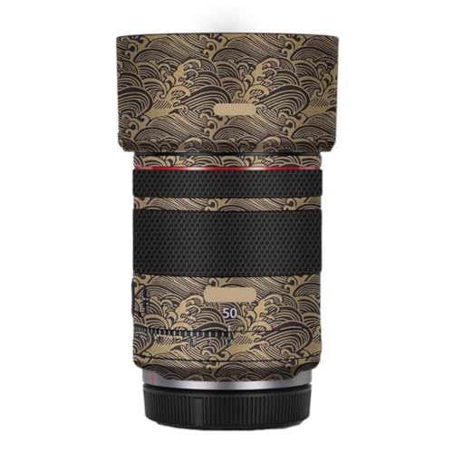 RF 50 1.4 レンズスキンビニールラップフィルムカメラ保護ステッカー に適合する Canon RF 50mm F1.4 写真アクセサリー(ウェーブゴールド)