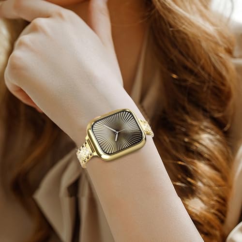 JR.DM 45mm Soft Flexible TPU Case Compatible for Apple Watch Series 9/8/7 Touchable Screen Lightweight Anti-Scratch All-Around Protector Thin Guard Shockproof Cover Shiny Bumper for iWatch, Gold by JR.DM - Image 6
