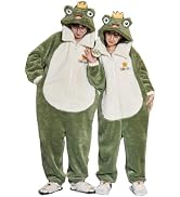 [Bwgoroku] 着ぐるみパジャマ カエル 秋冬 ペアパジャマ レディース メンズ 厚手 フード付き ルームウェア もこもこ 裏起毛 コスチューム コスプレ 仮装 ハロウィン かわいい 大き...