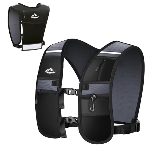 Dawinga Running Vest for Women Men, Lightweight Breathable Hydration Vest with Large Compartment, Reflective Running Hydration Vest, Run Water Vest for Hiking Cycling Marathon Trail Jogging Race,L