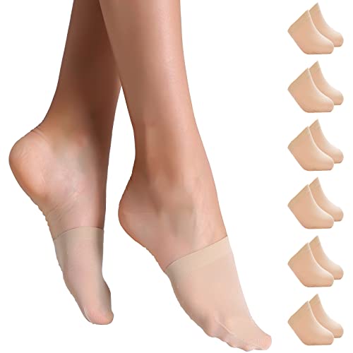 Yilanmy Toe Socks for Women 6 Pairs, Half Socks for Heels No Show Liner Toe Topper Cover Mule Sock Non-Skid Bottom