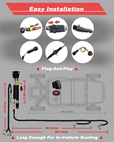 Image of NTHREEAUTO UTV Turn Signal Kit with Pre-Wired, Plug and Play UTV ATV Blinker with Rocker Switch, Hazard Light, Universal Street Legal Kit Compatible with Polaris, Ranger, Kawasaki, Can-Am, Yamaha