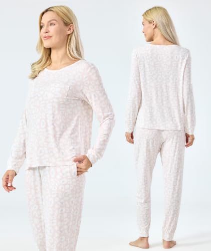 Image of GYS Bamboo Viscose Sleep Sets for Women Long Sleeve Crew Neck Pajama Sets with Pockets
