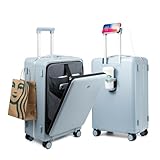 diwolor Carry On Luggage with TSA Lock,Carry On Luggage 22x14x9 airline approved with Front Pocket and USB Port,Aluminum Frame PC Hardside Travel Suitcase (Blue, Carry-On 20-inch)